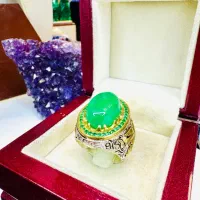 انگشتر فاخر سنگ عقیق سبز رکاب اشک اصل معدنی خراسان|بدلیجات|تبریز, |دیوار