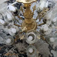 لوستر ۱۶ شاخه برنج تمام مس به همراه کنترل