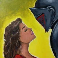 نقاشی اکریلیک شوالیه و شاهدخت|تابلو، نقاشی، عکس|بم, |دیوار