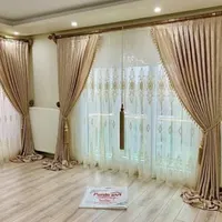 پرده فلت و ۲ عدد دستک مخمل ترک زیر قیمت خرید