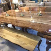 میز ناهارخوری ۶ نفره و میز وسط تماما چوب گردو