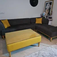 مبل ال پازلی با پاف و کوسن