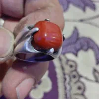 انگشتر نقره عقیق قرمز دست ساز مهر دار