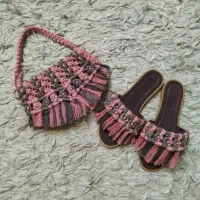 ست کیف و صندل مکرومه سایز۴۰