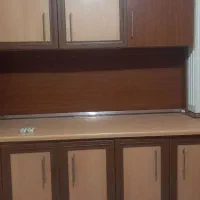 کابینت آشپزخانه طرح چوب mdf باهود اجاق گاز میزی