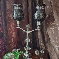 شمعدان کریستال اصل اگرمن بوهمیا یاقوتی رنگ