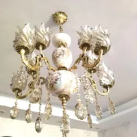 لوستر سرامیک برنزپنج شاخه(۱۰شعله) جفت دو عدد