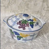 قابلمه گل پنبه ای قدیمی طرح انگوری کاملا سالم