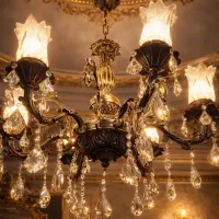 2 عدد لوستر برنزی لوکس + ۳ عدد دیوارکوب