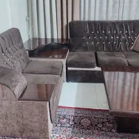 مبل ال هفت نفره کارکرده ومیزتی وی شیشه ای|مبلمان خانگی و میز عسلی|بهارستان, |دیوار