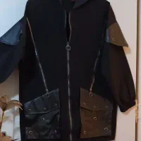 هودی چرم با شلوار مزونی اسپرت