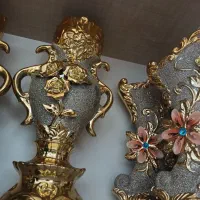 چهار عدد گلدان شنی طلایی نوی نو