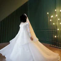 لباس عروس پرنسسی آستین‌دار سایز ۳۶ تا ۴۰