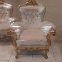 مبل سلطنتی تاج عروس۷نفره با غذاخوری۴نفره ومیز عسلی|مبلمان خانگی و میز عسلی|زنجان, |دیوار