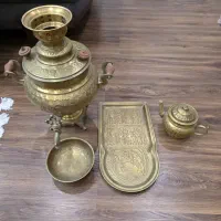سماور ذغالی برنجی ۴ تکه|صنایع دستی و سایر لوازم تزئینی|رشت, گلسار|دیوار