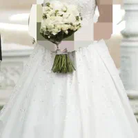 لباس عروس مروارید دوزی شده + تور و ژپون هدیه
