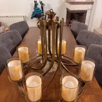 اوستر ۸شعله دو رینگ نور  (رنگ برنزی)|لوستر و چراغ آویز|رشت, گلسار|دیوار