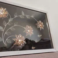 تابلوی زیبای گل و پروانه برجسته طرح نقره
