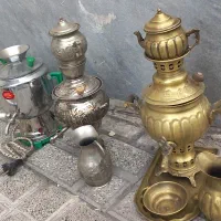 سماور کوچک زغالی ۱ لیتری دکوری برنجی