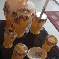 ست سرویس بهداشتی  جنس  فایبر  گلاس  با گل‌