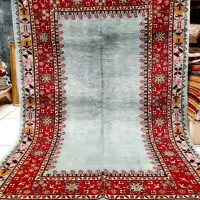 سه متری سه ترنج آبی قشقایی گل ابریشم رنگ طبیعی|فرش|تهران, حر|دیوار