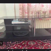 میز تلویزیون چوب و شیشه