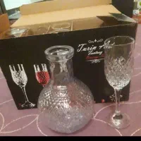 جام کریستال و ۶ عدد لیوان پایه دار|ظروف سرو و پذیرایی|اهواز, کمپلو شمالی|دیوار