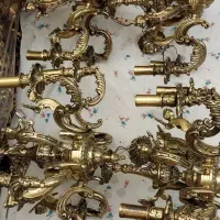 چهار عدد لوستر کمیاب فرشته دار برنز قدیمی شش شاخه