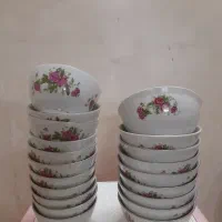 پیاله و خورشت خوری گل قرمز