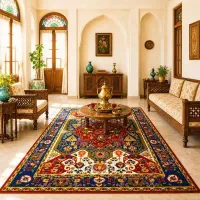 قالیشویی نرو روفرشی دور کشدار طرح سنتی رنگ قرمز