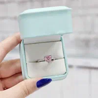 انگشتر قلب پینک صورتی مدل تک داش نقره گوموش 0917