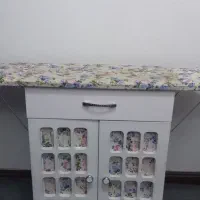 میز اتو ایستاده سفید با کمد و کشو