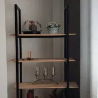 کتابخانه شلف پایه چوب و فلز