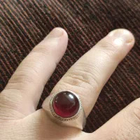 انگشتر دستساز عقیق سرخ سیاه