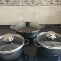 ۳ عددقابلمه  و۱ عدد ماهیتابه تفلون|ظروف پخت‌وپز|تهران, شهر زیبا|دیوار