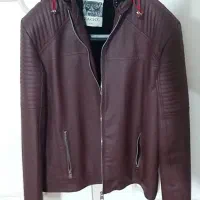 کاپشن چرم زرشکی