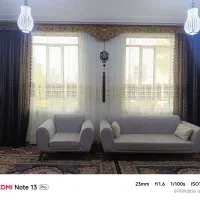 پرده ی حریر گل برجسته ۲۱ متر ، پرچین دارای والان