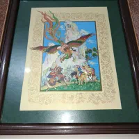 تابلو مینیاتور طرح سیمرغ قاب چوبی شیک