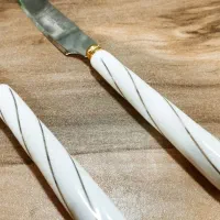 چاقو کارد و چنگال سرامیکی پذیرایی یونیک خط طلا|ظروف سرو و پذیرایی|کرمانشاه, |دیوار