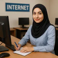 منشی خانم برای کافی نت