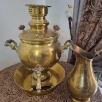 سماور زغالی همراه با پارچ وکاسه