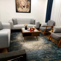 مبل راحتی مینیمال مدل کاپر دسته چوبی ۷ نفره