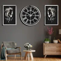 ساعت دیواری سه تیکه گرد یونانی