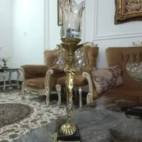 شمعدان برنز طرح فرشته پایه سنگ آنتیک