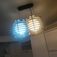 دوعدد لوستر دو حبابه دور چوب