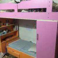 تخت دو طبقه بامیز تحریر و کتابخانه و کمد لباس