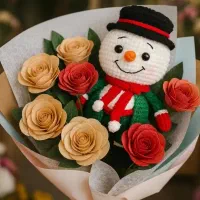 دست گل آدم برفی شب یلدا مخصوص عیدی شب یلدا