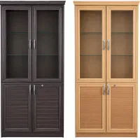کمد کتابخانه چوبی شیشه ای درب دار