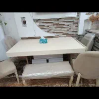 میز نهار خوری ۵نفره|میز و صندلی غذاخوری|کاکی, |دیوار