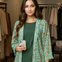 مانتو حریر سبز